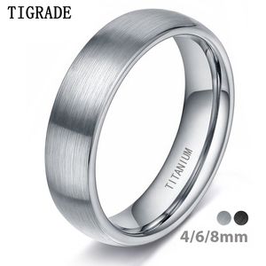 4/6/8 mm geborsteld Simple Silver/Black Color Titanium Ring Men Minimalistische trouwring Betrokkenheid Ringen Women Male Jewelry