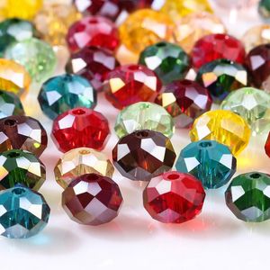 Cuentas de cristal Rondelle sueltas checas de 4, 6 y 8mm para fabricación de joyería Diy, costura AB, espaciador de Color, cuentas de vidrio facetadas, venta al por mayor