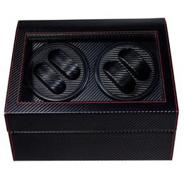 4 6 Boîte de remontoir de montre automatique haut de gammeMontres Stockage Porte-bijoux Affichage Boîte de montre en cuir PU Ultra Silencieux Moteur Shaker Box308w