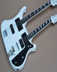 Guitarra eléctrica blanca de 4, 6 cuerdas con doble cuello y pastilla negra, escala de palisandro, servicio personalizado de alta calidad 3515862