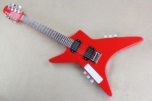 Guitare basse électrique à corps rouge 4 + 6 cordes avec 2 micros Humbucking, matériel chromé, peut être personnalisé