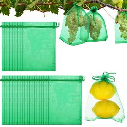 4*6inch 50 -stcs/pack organza fruitbescherming zakken nettassen fruitbomen bedek mesh tas trakspanning netbarrières zakken die fruit beschermen groenten ew0260