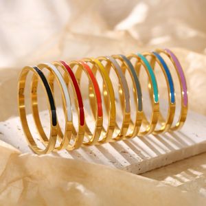 4/6 mm Designer Titanium Steel Email Bracles Femmes Femmes Gold Bracelets époxy Braces Gol