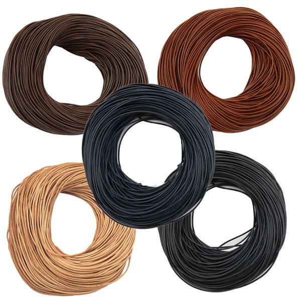 Corde en cuir authentique de 4 à 6 mm 1 à 3 mètres naturel noir noir brun foncé ox warble Cordon de file élastique pour la fabrication juive du vêtement