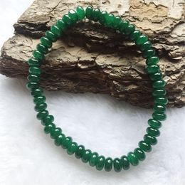 4*6 MM Ovale Oblaten Groene Smaragd Jade Armband Natuursteen Kralen Relie Sieraden