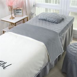 4-6pcs Belle Salon De Beauté Ensembles De Literie Massage Spa Utiliser Coral Velvet Broderie Housse De Couette Lit Jupe Quilt Sheet Personnalisé #s C0223