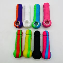 4,7 pouces mâle pénis silicone tuyau avec bol en verre eau Dick pénis bécher Bong Dab Rigs incassable fumer pipe Bongs narguilés meilleure qualité