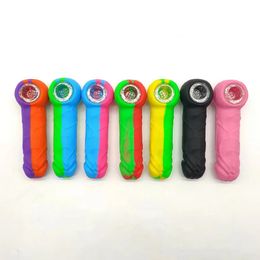 4.7 inch mannelijke penis siliconen pijp met glazen kom Dab Rigs Unbreakable lady vrouwen roken olie wax dab waskolf pijpen