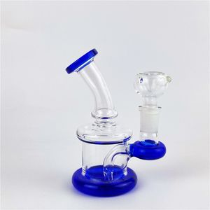 4 pouces Mini Bong en verre lourd diffusé Perc qualité tuyau d'eau narguilé barboteur bleu