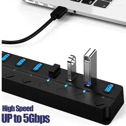 Hub multi-répartiteur USB 4/7 3.0, 2.0, adaptateur d'alimentation, commutateur d'extension Multiple, câble de 30CM, Stations d'accueil