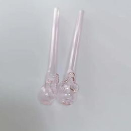 4.7 "rose crâne pot brillant verre brûleur à mazout tuyau cire fumer main tuyaux durables grands tubes en gros chine