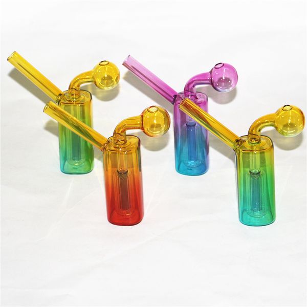 4,72 pulgadas Mini quemador de aceite de vidrio Bong Tubos de agua Grueso Hookah Pyrex Recycler Mano Dab Bongs Burbuja para fumar