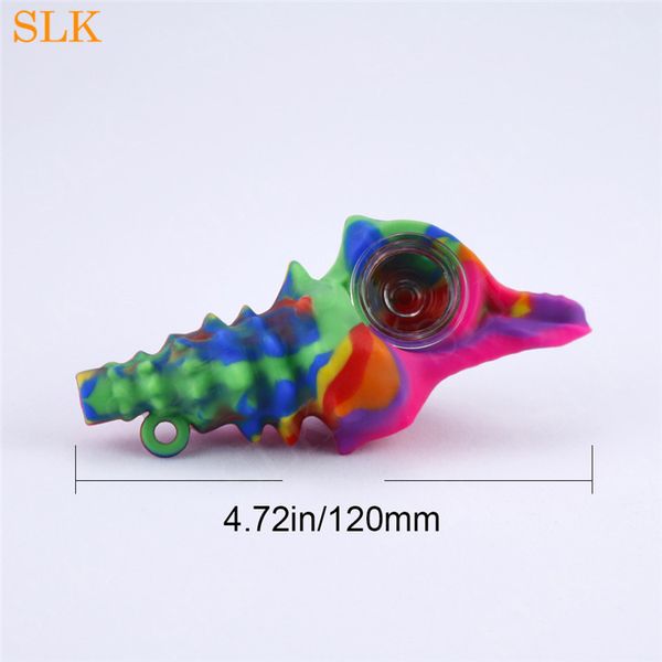 4.72 pouces silicone conque forme main tuyau cône barboteur bong Siliclab nouveau prix de gros tuyau de fumée avec bol en verre épais dab rig