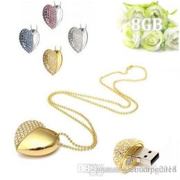 4 8 16 32 64 Go Metal Bullet USB 2 0 Flash Pen Drive Memory Stick Thumb Storage U DiskCrystal Heart collier pédant 16 Go USB 2 0 Fl208S