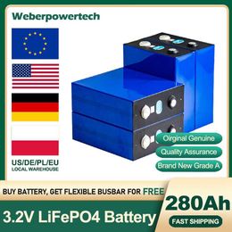 4/8/16/32 pcs 3.2V 280Ah Batteria LifePo4 Deep Cycli oplaadbare batterij Zonne -energiesysteem voor 12V 24V 48V RV Golfkar