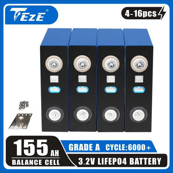 Batería LifePO4 de 4/8/16 Uds., 3,2 V, 150AH, 155AH, grado A, 6000 ciclos, 100% de capacidad, celdas DIY de 12V y 24V para sistema Solar RV EV, sin impuestos