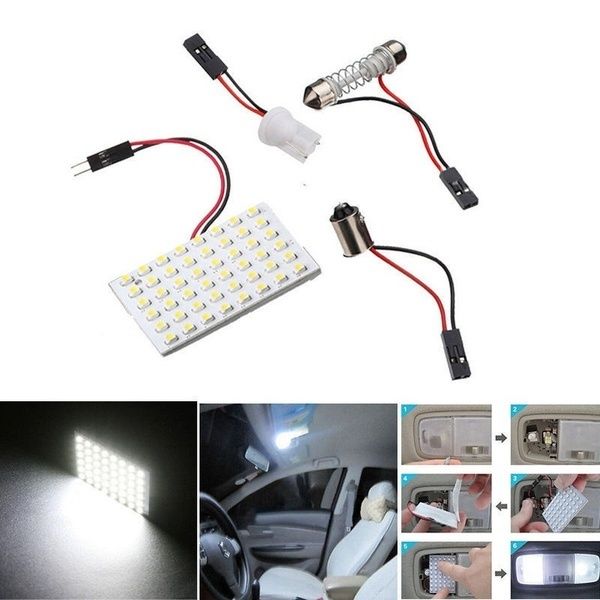 4/8 PCS Accesorios interiores para automóvil 18/24/48 SMD T10 4W 12V COB CAR PANEL PANEL LED Lámpara Lámpara Bulbo Domina Panel de luz