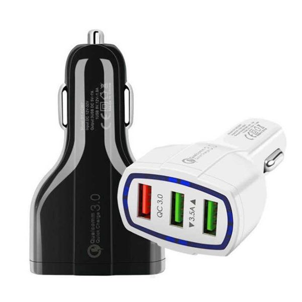 Cargador USB para coche de 4,8a y 5V, carga rápida 3,0, 3 puertos USB, adaptador de cargador universal para tableta, Samsung, OnePlus, Xiaomi, Huawei, IPhone 14, 15, 13, 12, 11 Pro Max, 7, 8 Plus