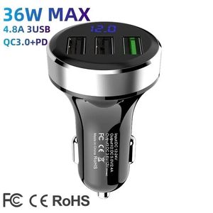 Chargeur de voiture 4,8a double 3 ports type-c, charge rapide 36w, Mini PD, adaptateur USB C, qc 3.0, rapide pour téléphone 14 13