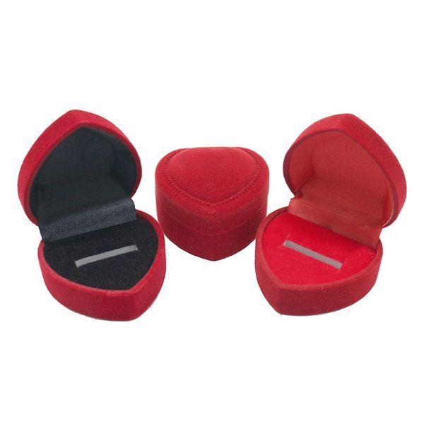 4 8cm 4 8cm Organisateur de bijoux Red Velvet Ring Box Storage Boîtes mignonnes Boîte-cadeau Boîtes à anneaux Collier en gros de boucles d'oreilles