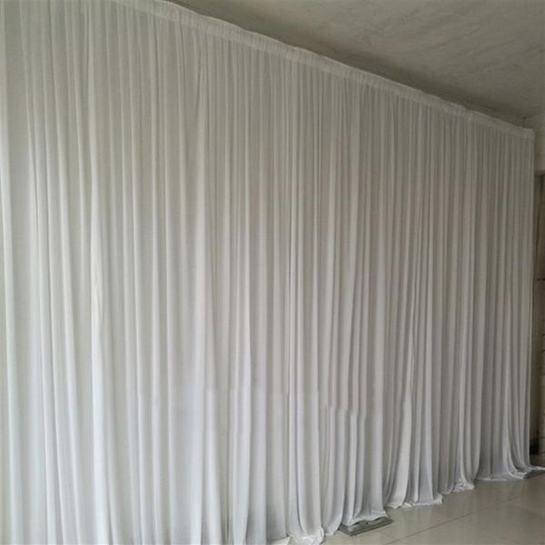 4 8M Tela blanca pura Telón de fondo Cortinas Ceremonia de boda Evento Fiesta Fondo de escenario para decoración de boda 234c