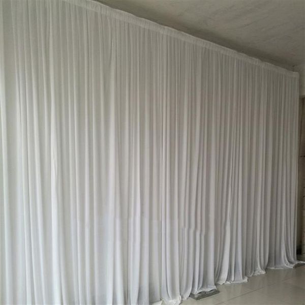 4 8M Tela blanca pura Telón de fondo Cortinas Ceremonia de boda Evento Fiesta Fondo de escenario para decoración de boda 290U