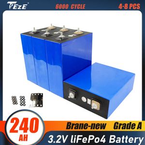 4-8PCS 3.2V 240AH LIFEPO4 Batterij Gloednieuw Lithium Iron Fosfaatcel Diy 12V 24V Solar Storage Golfkar RV BOOT EU BELASTING FREE