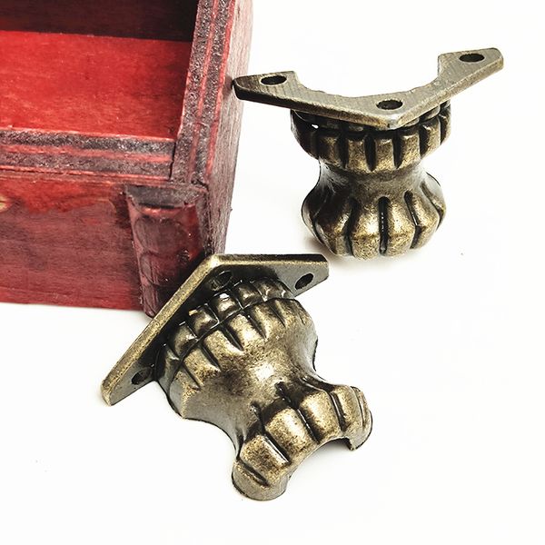 4 / 8pcs Boîte de bijoux en laiton antique Boîte en bois vintage Pied Decorative Pigner le coin de la jambe pour meubles armoire Protection matériel