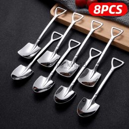 4/8PCS Schaufel Löffel Edelstahl Teelöffel Kreative Kaffee Löffel Für Eis Dessert Scoop Geschirr Besteck set HKD230812