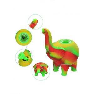 4.9 inch Elephant Silicone Pipe Mini Bubbler Water Kleurrijke Pijpen Food Grade Oil DAB RIGHT vs Hookahs Bong