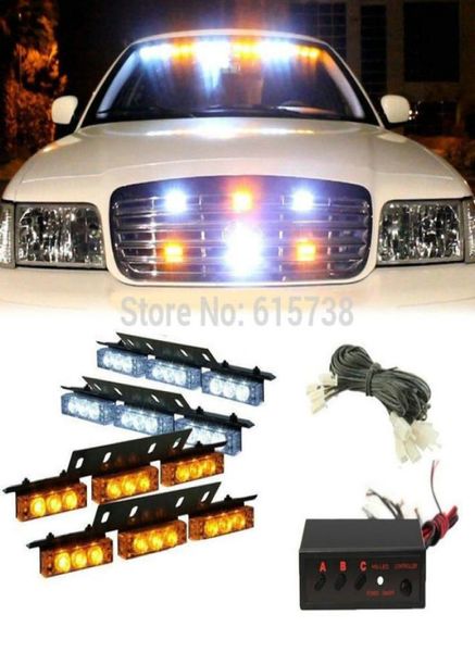 4 9 LED blanc vert ambre rouge bleu couleur variable voitures camion LED Flash lumières stroboscopiques 12 V voiture camion Grill Flash d'urgence Strobe7409519