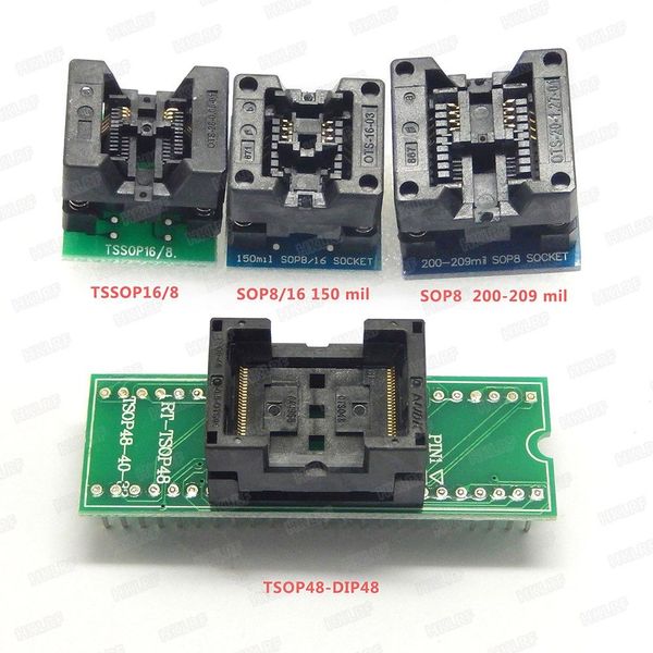 Livraison gratuite 4 adaptateurs Tsop48 SOP8 150mil 200mil adaptateur Tsop16/8 pour programmeur RT809H de qualité supérieure