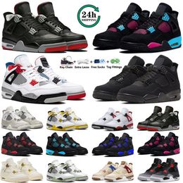 4 Chaussures de basket-ball 4s hommes élevés réinventés militaires noirs chat blanc tonnerre bleu peu profond olive motosports hommes