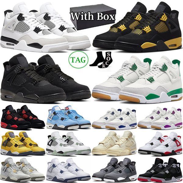 4 chaussures de basket-ball 4s avec pour hommes femmes pin vert militaire chat noir minuit marine rouge tonnerre cement voile royauté Bred hommes formateurs baskets de sport de plein air