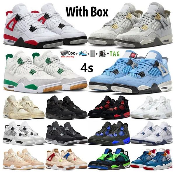 4 Chaussures de basket-ball Hommes Femmes 4s Midnight Navy Military Black Cat Red Cement Thunder Oil Green White Oreo Lightning Mens Trainers jordens