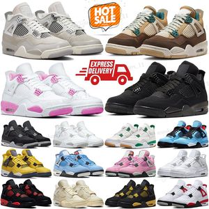 4 Chaussures de basket-ball Hommes Femmes Militaire Black Cat Cats 4s Bred University Bleu Rose Rouge Thunder Pine Green Sail Cacao Wow Hommes Femmes Sports de plein air Sneaker