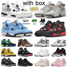 4 Black Cat 4S basketbalschoenen Heren Dames Seafoam Militaire Blackcat Sail Breed University Blue Red Thunder Pure Money White Jogging Sneakers Trainers