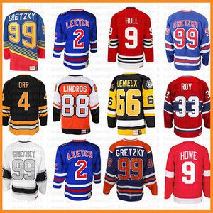 CCM Camisetas de hockey sobre hielo Hombre 99 Wayne Gretzky Bobby Hull Roy Modano Teemu Gordie Orr Patrick Howe Eric Lindros Bure Mike Lemieux Pavel Selanne Ron Francis Retro