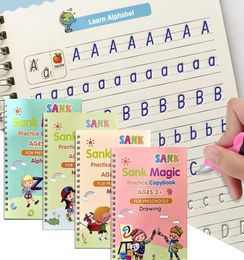 4 libros Pen Magic Copy Libro Libring para niños039S Niños Escribir Pegatina Práctica Inglés Copybook para caligrafía Montessor79113338
