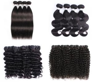 4 paquets de cheveux humains vierges brésiliens tissage de vague de corps naturel noir Afro crépus soyeux droit lâche profond Curly4077622
