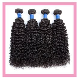 4 Bundels Kinky Curly Braziliaanse Virgin Menselijk Hair Extensions Four Pieces / Lot KC Double Wefts Natural Color Groothandel