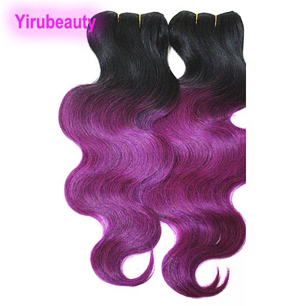 4 Bundles Malasia Cabello humano ola de ola de ola de ombrices Extensiones de cabello ombre 1B rubio verde púrpura Dos tonos Productos de cabello malasio 10-18 pulgadas
