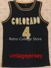 # 4 CHAUNCEY BILLUPS Dolphins Colorado Buffaloes Retro College Basketball Jersey cousu nom et numéro n'importe quelle taille