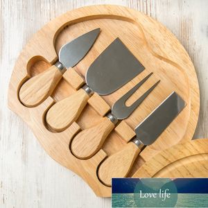 Ensemble de 4 couteaux à fromage couverts à fromage en acier inoxydable trancheuse à fromage Cutter manche en bois Mini couteau couteau à beurre spatule ForK