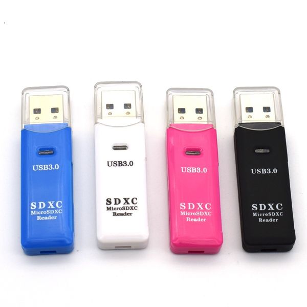 4 colores 2 en 1 USB 3.0 SD Micro SDXC SDHC Lector de tarjetas de memoria TF Trans-flash Card Adapter Converter Tool 50pcs / lot