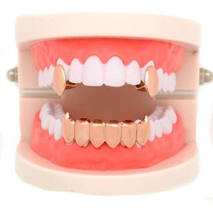 4 couleurs 2pc simple vampire crocs dents Grillz haut et 6 brillant bas Grillz Hip Hop dents ensemble