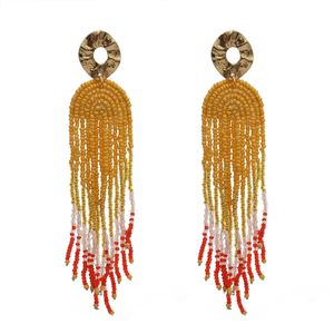 4 couleurs bohème avec des perles de résine en alliage long gland goutte boucles d'oreilles pour les femmes déclaration bijoux de fête