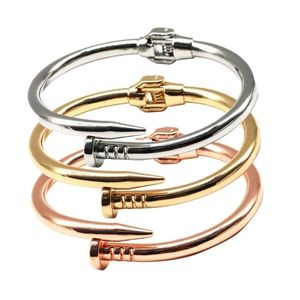 4 couleur classique marque ongle ouvert bracelets femelle Tempérament simple bracelet à tendance tachets en acier vis pour femmes cadeau 240513