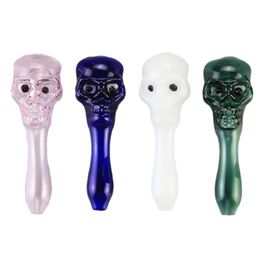 Accesorios para fumar en pipa de vidrio con calavera de 4 colores