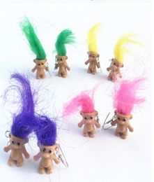 4 couleurs créatives mignon poupée boucles d'oreilles Macarons cheveux colorés bébés pendentif boucle d'oreille pour les filles bijoux quotidiens cadeaux de fête FJJ158004640